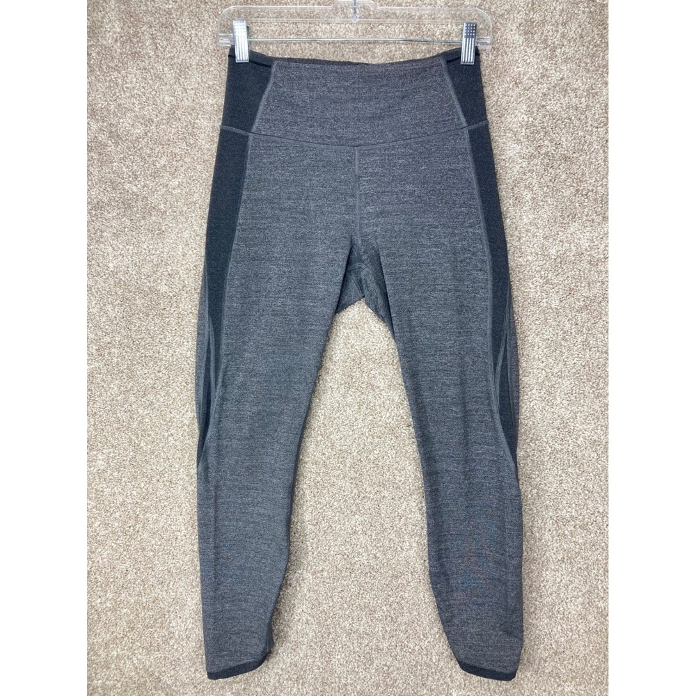 Lululemon Hit It Crop High Rise Leggings Women 8 Heathered Gray Athletic Pullon